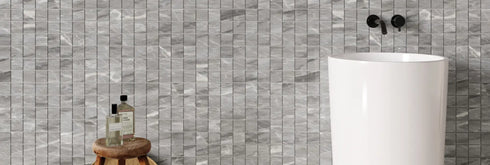 Porcelain Mosaic Nambia (Square) Grey Satin Matte Backsplash Tile 2"x2"